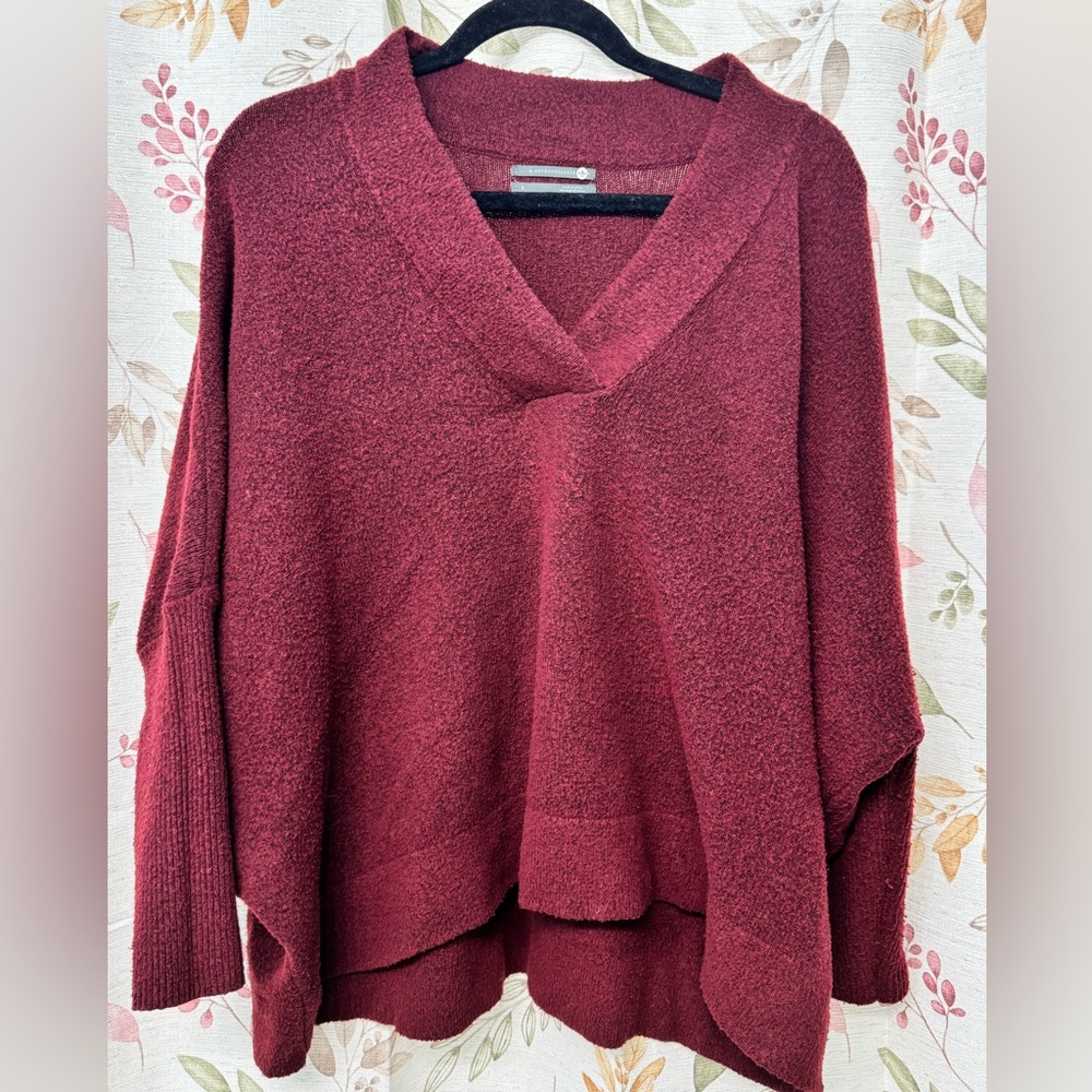 Anthropologie Burgundy V-Neck Sweater